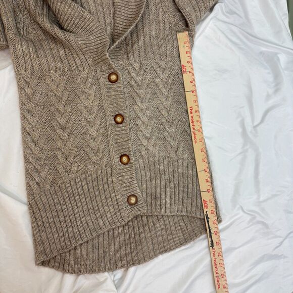 Magaschoni Beige Alpaca Wool Blend Button Front Cardigan Chunky Sweater Size S - Picture 9 of 13